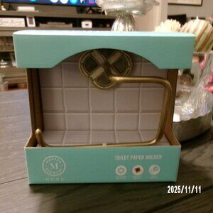 NEW & SEALED Martha Stewart HOME GOLD BRASS MOSAIC OPEN Toilet Paper Holder